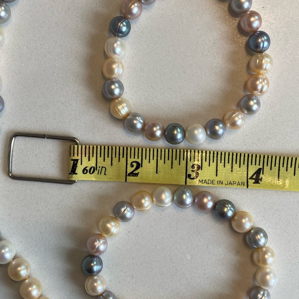 Honora Pearl Necklace and Bracelets in Silver, Cream, and Blue - Picture 2 of 2